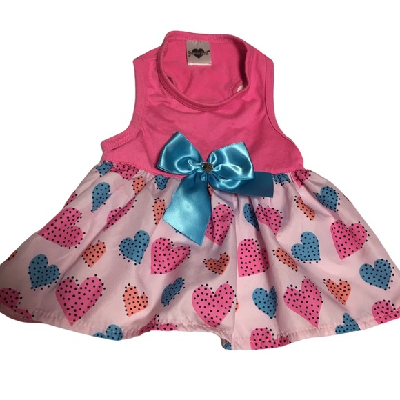DOG! PET! Dress pink & blue hearts Smoochie Pooch New or Like new Sz Sma… - Picture 1 of 9